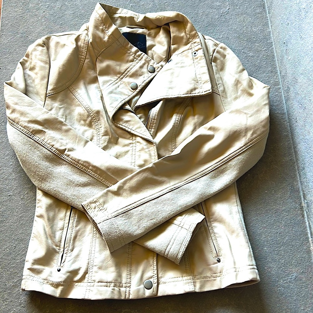 RD style designer moter cycle jacket cream small - petite  biker jacket!